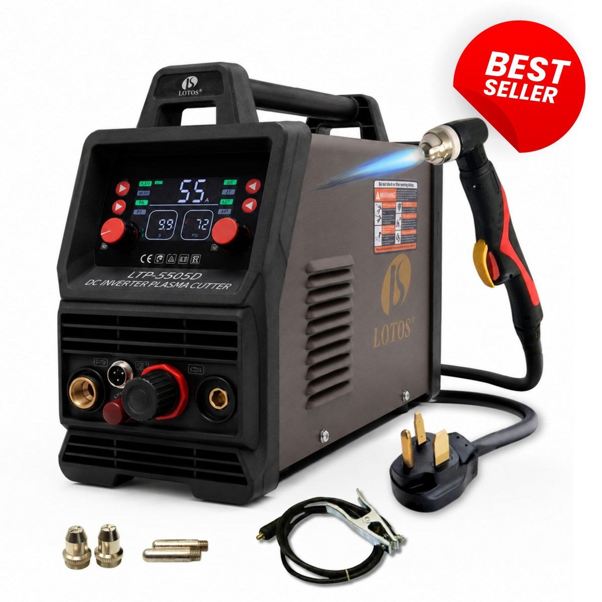 Manufacturer promotional image of LOTOS LTP5505D with torch, clamp and consumables